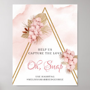 Poster Boho séché Palm Feuilles Flush Fleurs Oh Snap Sign