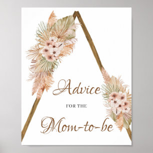 Poster Boho Séché Palm Feuilles Pampas Panneau de conseil