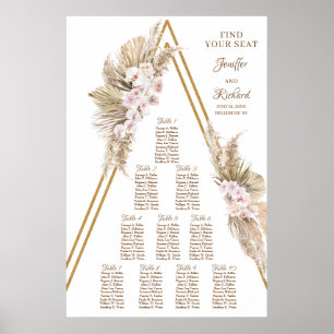 Poster Boho séché Palm Pampas Grass Dusty Rose Gold Arch