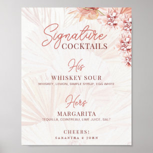Poster Boho Signature Cocktails Ses Hers Boissons Mariage