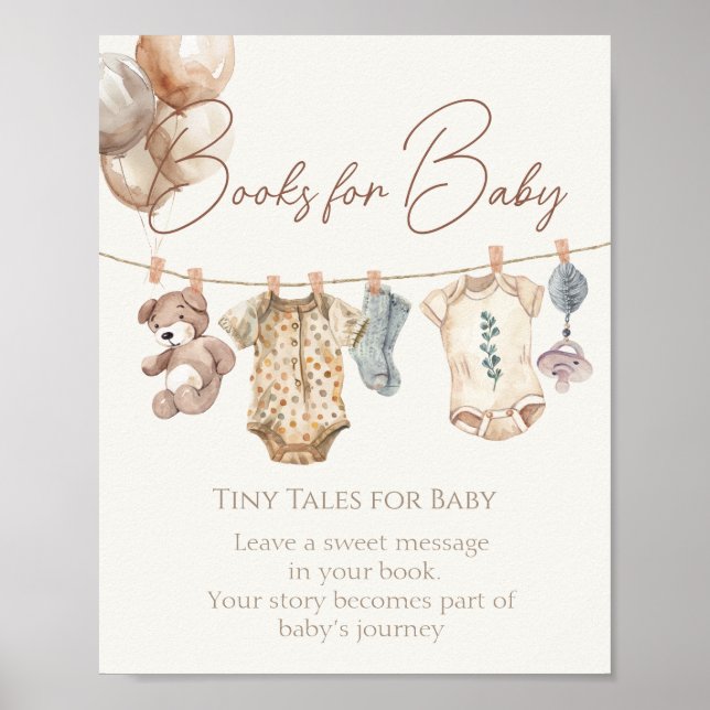 Poster Boho Soft Neutral Vêtements De Bébé Livres Pour Bé (Devant)