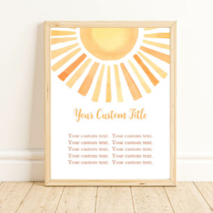 Poster Boho soleil panneau personnalisé soleil jaune oran