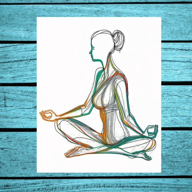 Poster Boho Style Femme en Yoga Pose ligne unique Art Pos (Créateur téléchargé)