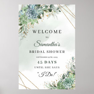 Poster Boho succulent eucalyptus Fête des mariées compte 