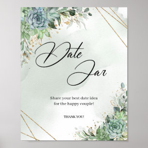 Poster Boho succulent eucalyptus or Date jarre signe de j