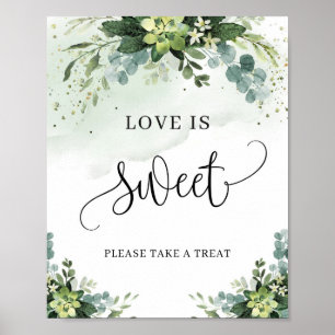Poster Boho succulent fleuri vert amour est signe doux