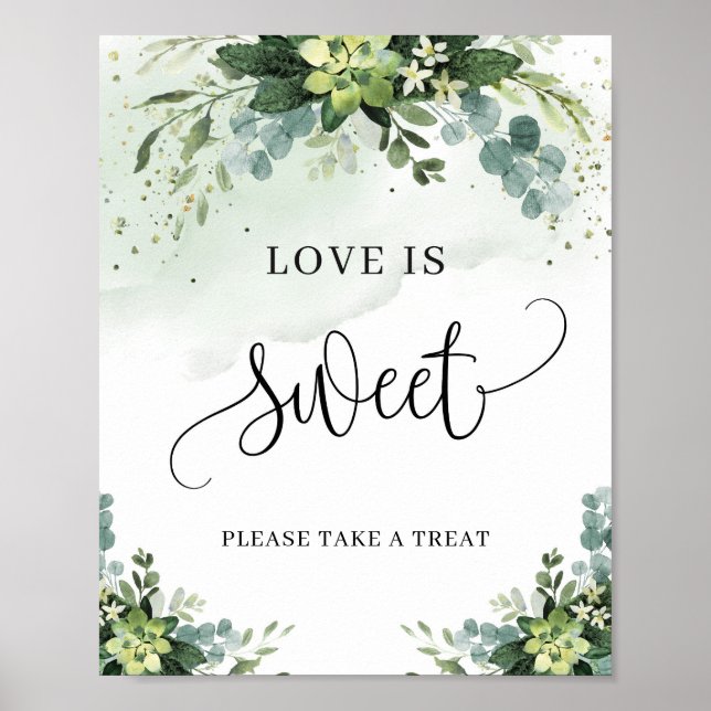 Poster Boho succulent fleuri vert amour est signe doux (Devant)