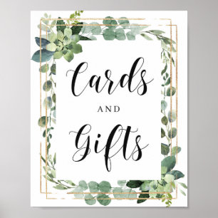 Poster Boho succulent verdure cartes et cadeaux feuille