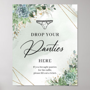 Poster Boho succulents or Déposez vos culs ici Signe