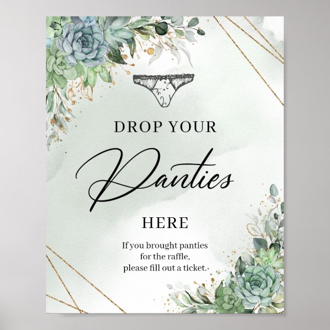 Poster Boho succulents or Déposez vos culs ici Signe (Devant)