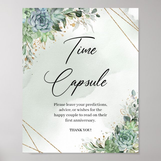 Poster Boho succulents or frame Time capsule signe de jeu (Devant)