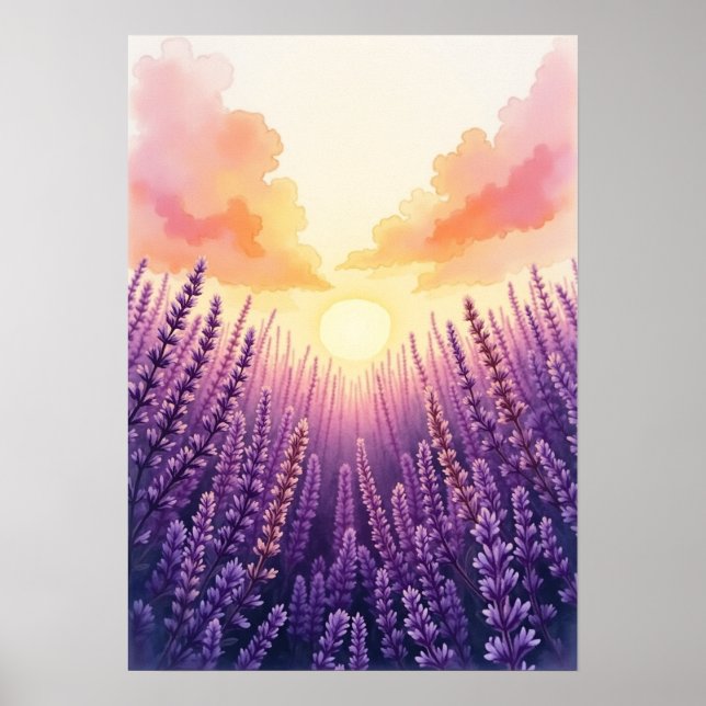 Poster Boho Sunset Lavender Wall Art (Devant)