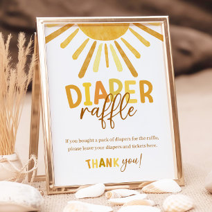 Poster Boho Sunshine Jaune Baby shower Déchets Raffle