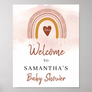 Poster Boho tendance Dusty rose rouille Rainbow Bienvenue
