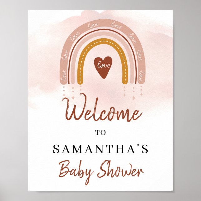 Poster Boho tendance Dusty rose rouille Rainbow Bienvenue (Devant)