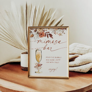 Poster Boho Terracotta Mimosa Bar Floral