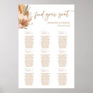 Poster Boho Terracotta palmiers Mariage Carte de siège