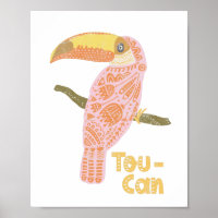 Boho Toucan Folk Rose Inspirationnel Citation Pun