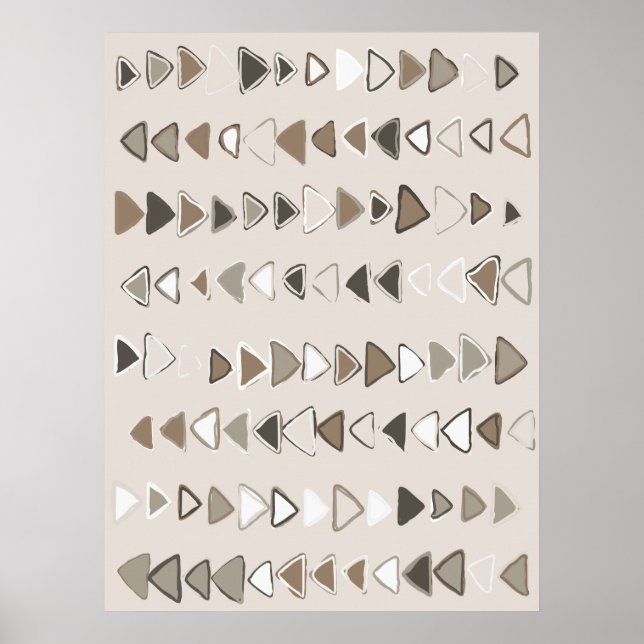 Poster Boho Triangles Brown Taupe Ivory (Devant)
