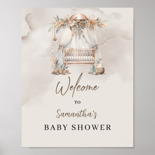 Poster Boho tropical bébé bébé pampas Baby shower accueil (Devant)