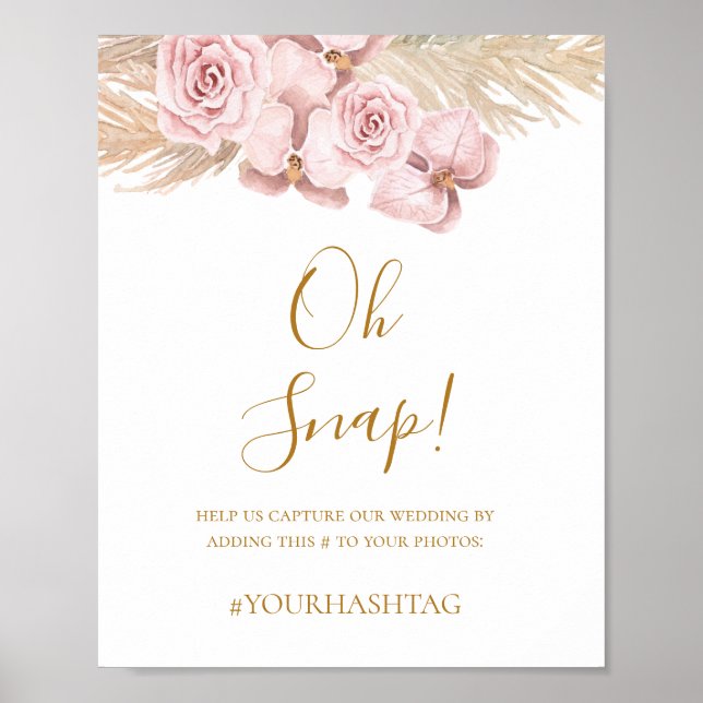 Poster Boho Tropical Botanical | Oh Snap Mariage Hashtag (Devant)