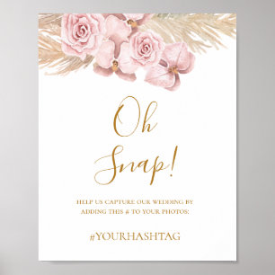 Poster Boho Tropical Botanical   Oh Snap Wedding Hashtag