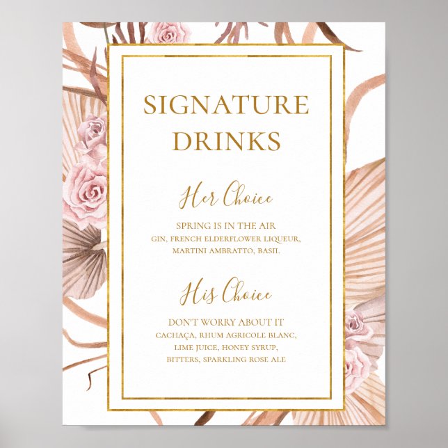 Poster Boho Tropical Botanical | Signature Boissons (Devant)