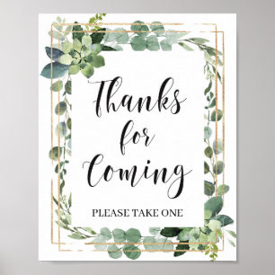 Poster Boho verdoyant succulent merci d'être venu signe