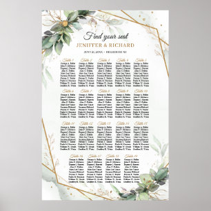 Poster Boho verdure eucalyptus feuillage doré tables