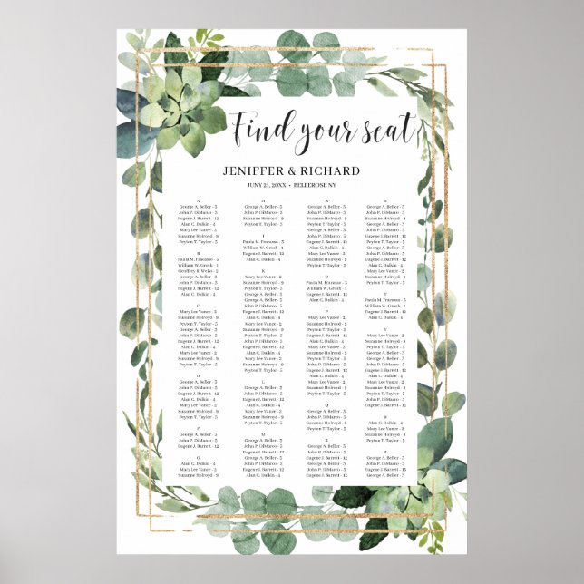 Poster Boho verdure succulent floral or géométrique (Devant)