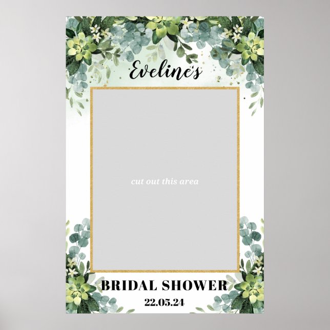 Poster Boho verdure succulent nuptiale douche photo prop (Devant)