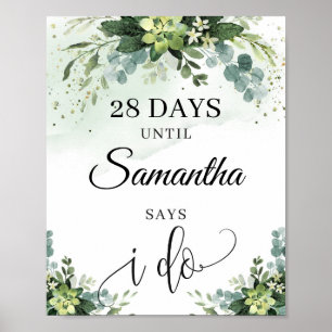 Poster Boho verdure succulent signe de compte à rebours