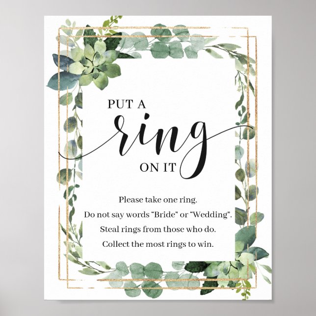 Poster Boho vert Succulent Placez une bague sur le pannea (Devant)