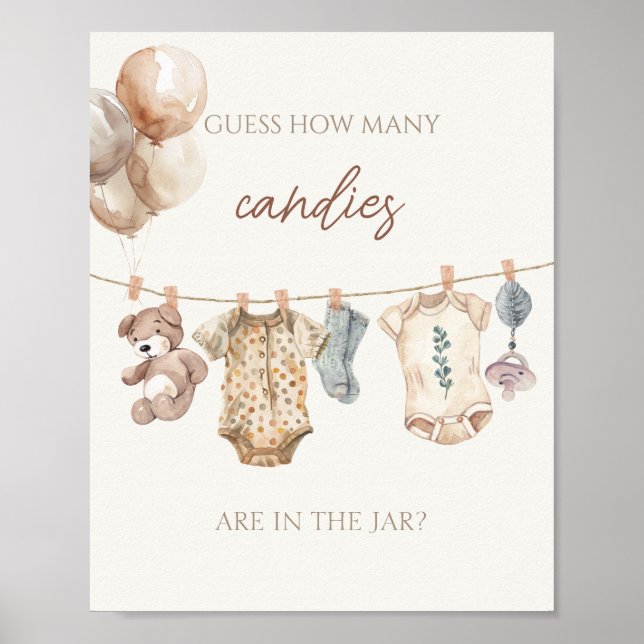 Poster Boho Vêtements Bébé Devant Combien De Candies (Devant)