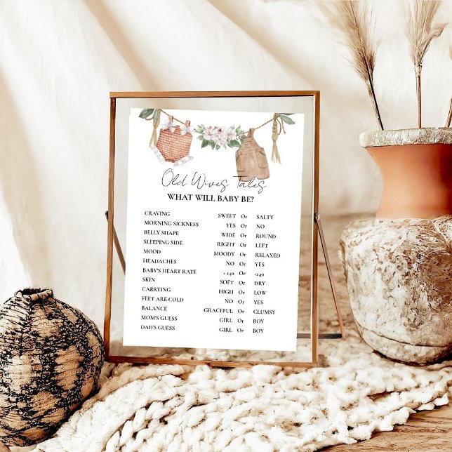 Poster Boho Vêtements Vieux WI-ves Tales Baby shower Jeu (Créateur téléchargé)