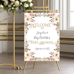 Poster BOHO Watercolor Blush rose Floral Girl Baby shower