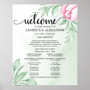 Poster Boho Watercolor Eucalyptus Programme de mariage Fe