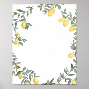 Poster Boho Watercolor Lemon Wreath été