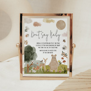 Poster Boho Woodland Baby shower Ne pas dire bébé