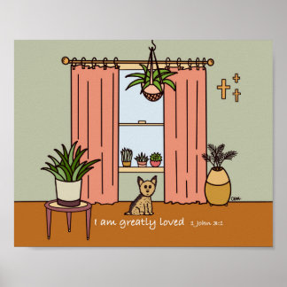 Poster Boho Yorkie Art numérique Imprimer 1 John 3:1