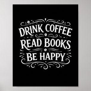 Poster Boire du café lire des livres être heureux vie sim
