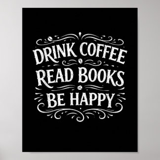 Poster Boire du café lire des livres être heureux vie sim