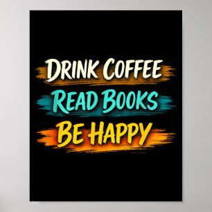 Poster Boire du café lire des livres être heureux vie sim