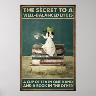 Poster Boire Du Thé Et Lire L'Amour