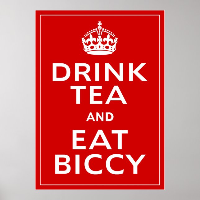 Poster Boire du thé et manger de la biccy ~ British Fun (Devant)