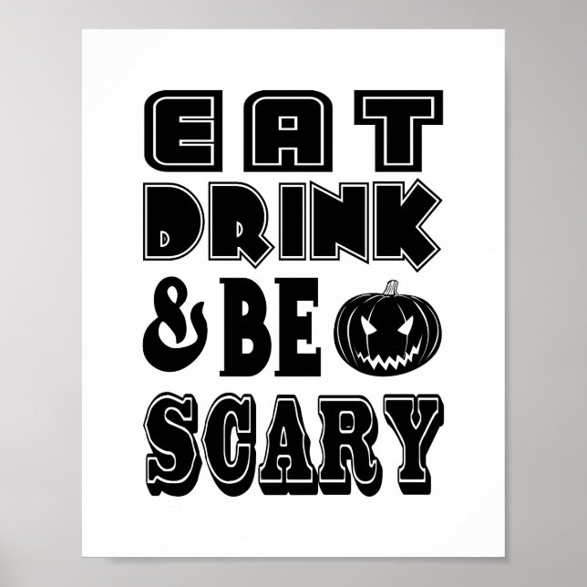 Poster BOIRE ET FAIRE PEUR Dîner D'Halloween drôle (Devant)