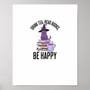 Poster Boire Lire Livres Whimsigoth Halloween Design