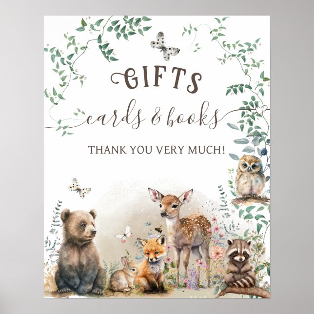 Poster Bois animal forêt vert Baby shower cadeau (Devant)