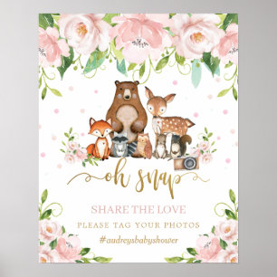 Poster Bois animal rose floral Oh Snap Partagez l'amour