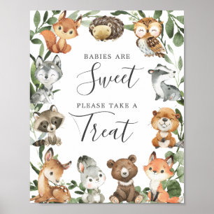 Poster Bois Animaux Baby showers Bébés sont doux signe